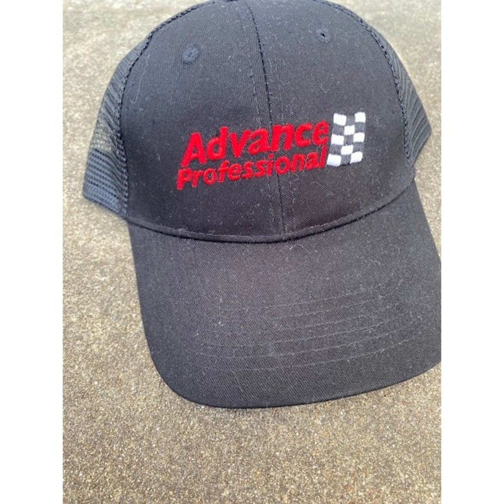 Advance Professional Trucker Hat Black Mesh Snapback Automotive Racing Cap - Picture 2 of 4